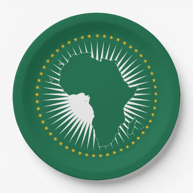 Prato De Papel Bandeira da União Africana (Continente de África) (Frente)
