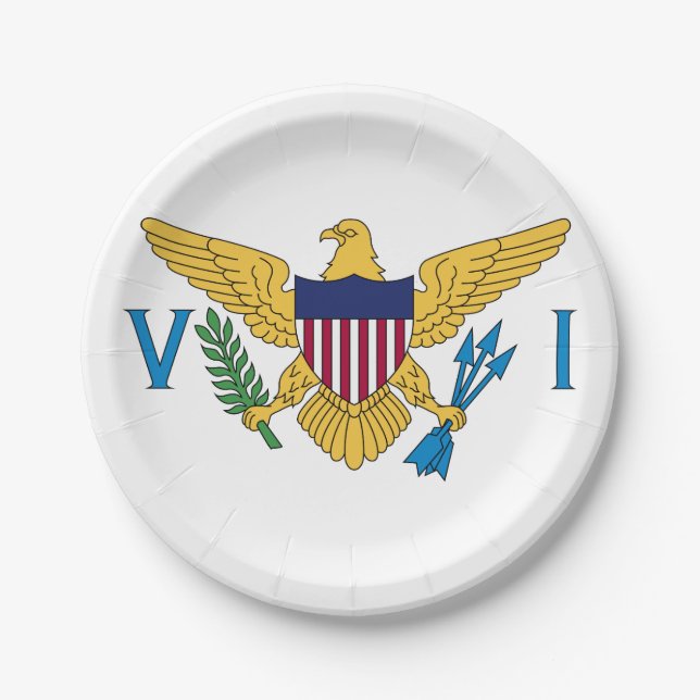 Prato De Papel Bandeira das Ilhas Virgens dos Estados Unidos (Frente)