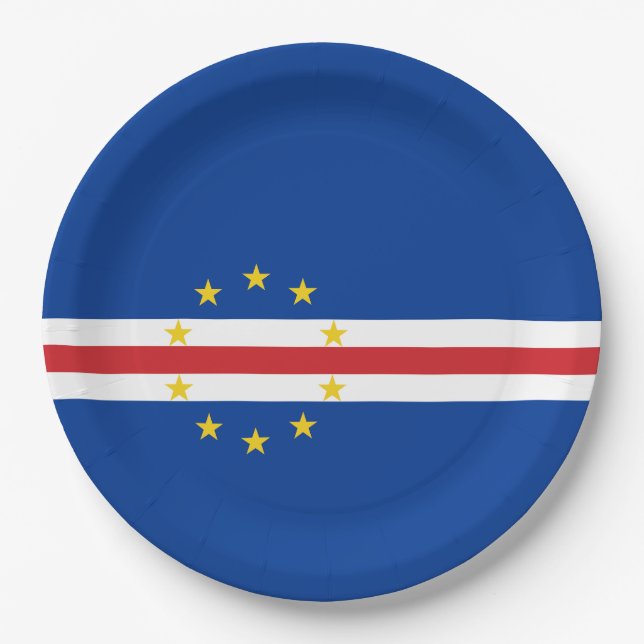 Prato De Papel Bandeira de Cabo Verde (Cabo Verde) (Frente)