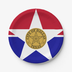 Prato De Papel Bandeira de Dallas, Texas Paper Plates