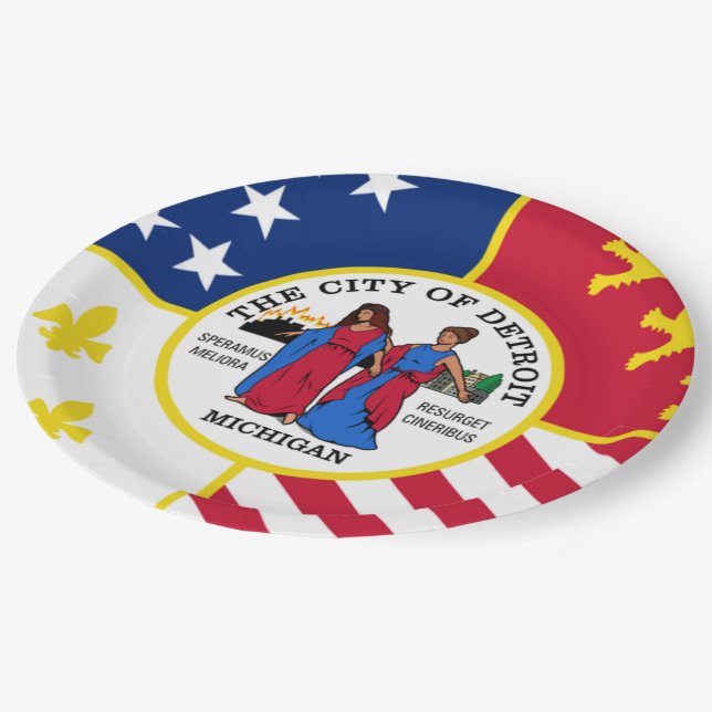 Prato De Papel Bandeira de Detroit (Inclinado)