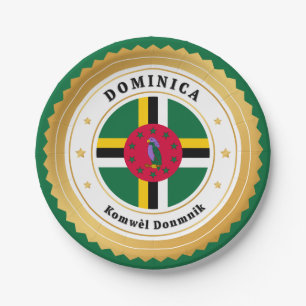 Prato De Papel Bandeira de Dominica