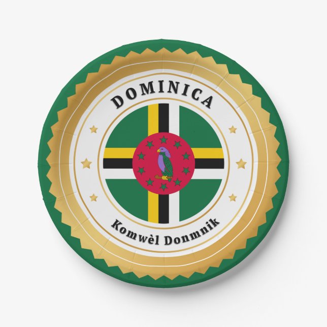Prato De Papel Bandeira de Dominica (Frente)