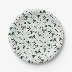 Prato De Papel Bandeira de Golfe Branco Verde Golfe Ball Clusters
