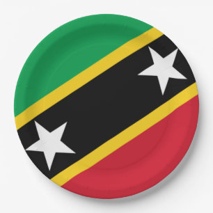 Prato De Papel Bandeira de Kitts e Nevis Santos (Caribe)
