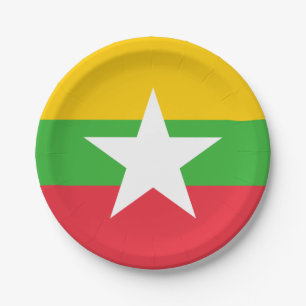 Prato De Papel Bandeira de Myanmar