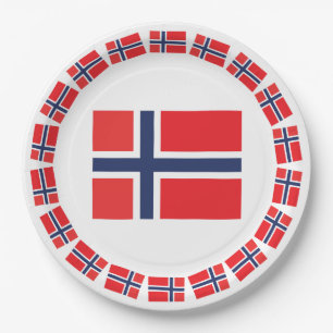 PRATO DE PAPEL BANDEIRA DE NORUEGA