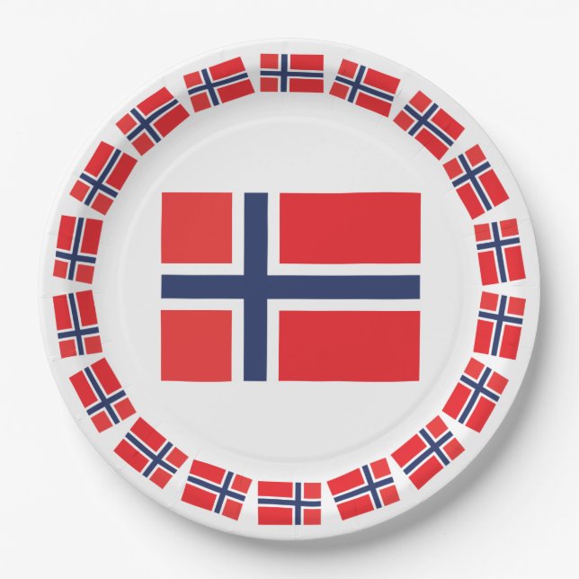 PRATO DE PAPEL BANDEIRA DE NORUEGA (Frente)