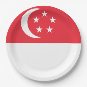 Prato De Papel Bandeira de Singapura