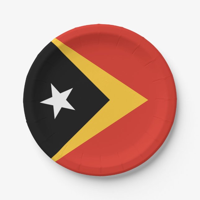 Prato De Papel Bandeira de Timor Leste (Frente)