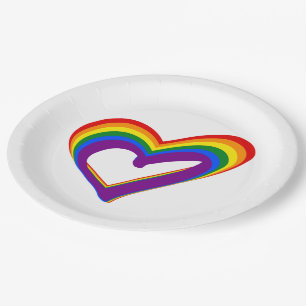 Prato De Papel Bandeira do Arco-íris do Amor Orgulho Gay LGBT Fes