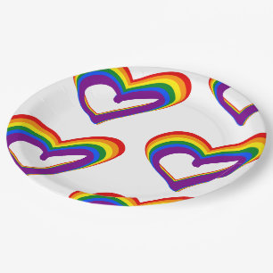 Prato De Papel Bandeira do Arco-íris do Amor Orgulho Gay LGBT Fes