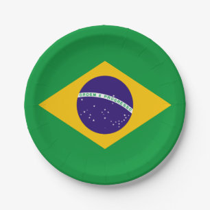 Prato De Papel Bandeira do Brasil