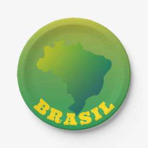 Prato De Papel Bandeira do Brasil Amarelo Brasil Verde