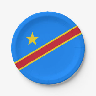 Prato De Papel Bandeira do Congo Quinxassa