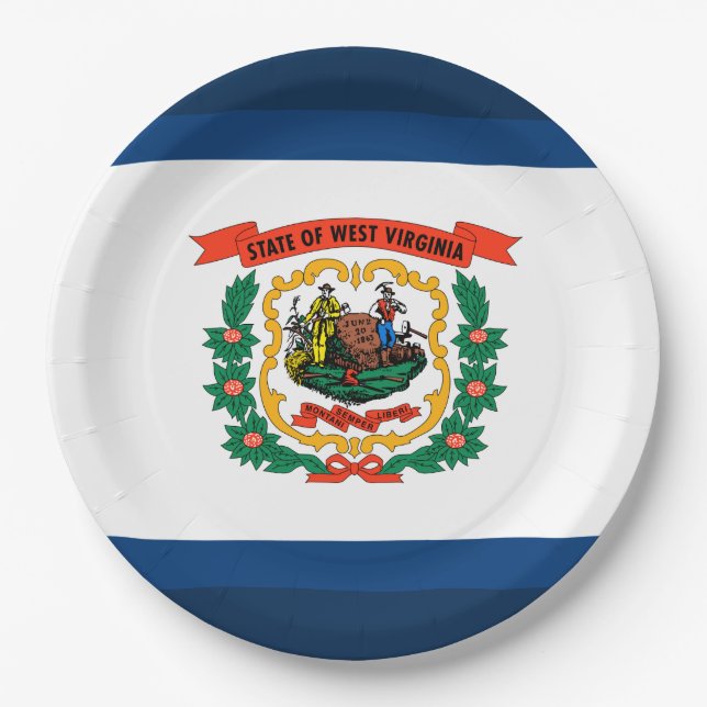 Prato De Papel Bandeira do Estado da Virgínia Ocidental (Frente)