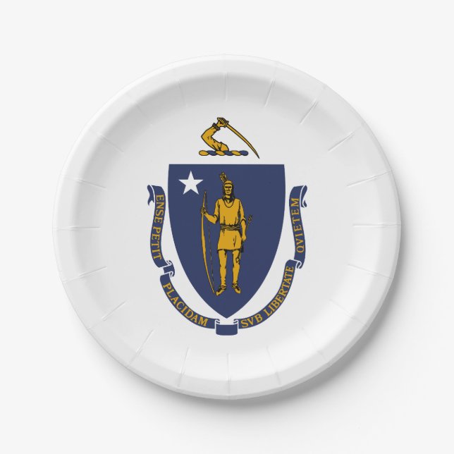 Prato De Papel Bandeira do estado de Massachusetts (Frente)