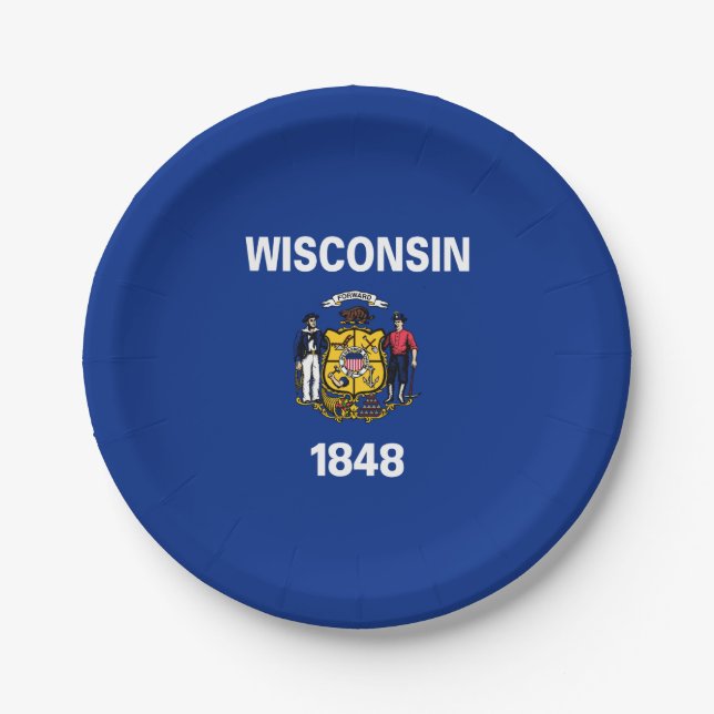 Prato De Papel Bandeira do Estado de Wisconsin (Frente)