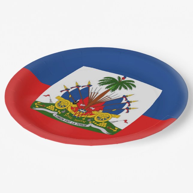 Prato De Papel Bandeira do Haitian de Haiti (Inclinado)