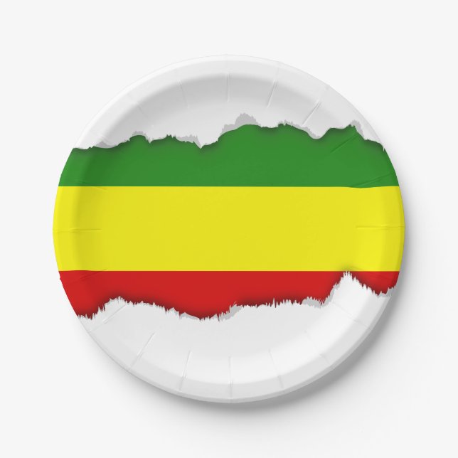 Prato De Papel Bandeira do orgulho de Rastafarian (Frente)