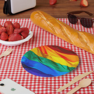 Prato De Papel Bandeira do orgulho gay SlipperyJoe's ondulando ve