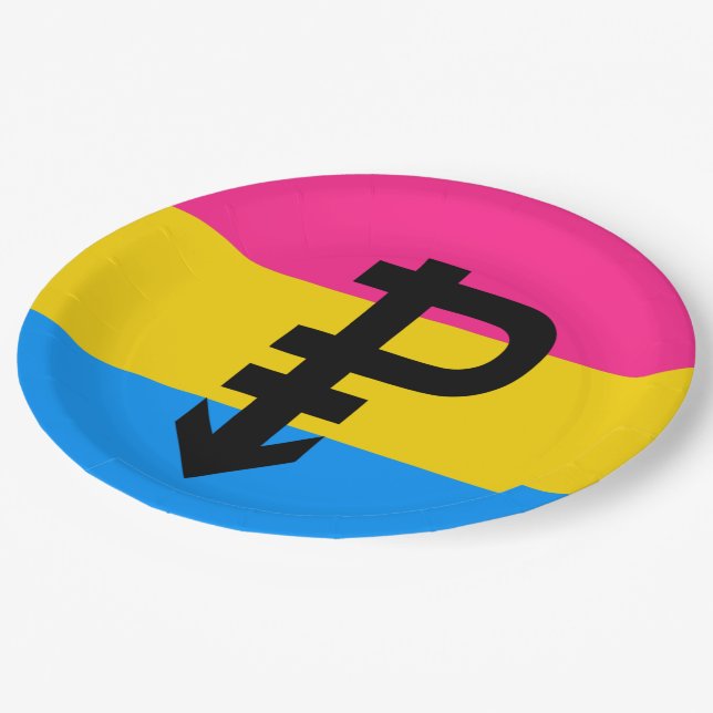 Prato De Papel Bandeira do Orgulho Pansexual (Inclinado)