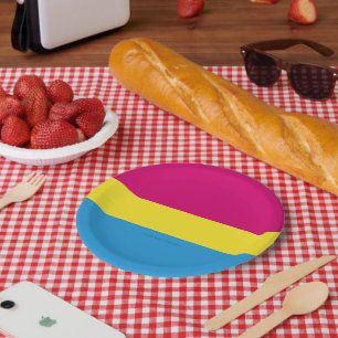 Prato De Papel bandeira do orgulho pansexual SlipperyJoe rosa âmb