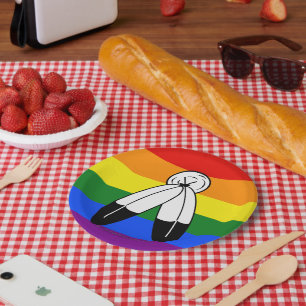 Prato De Papel bandeira do orgulho two-spirit de SlipperyJoe simb