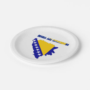 Prato De Papel Bandeira do país da Bósnia