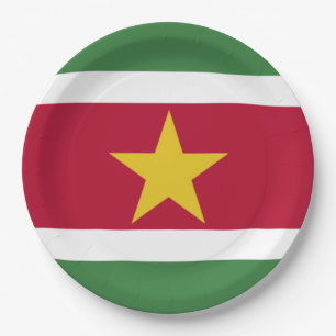 Prato De Papel Bandeira do Suriname