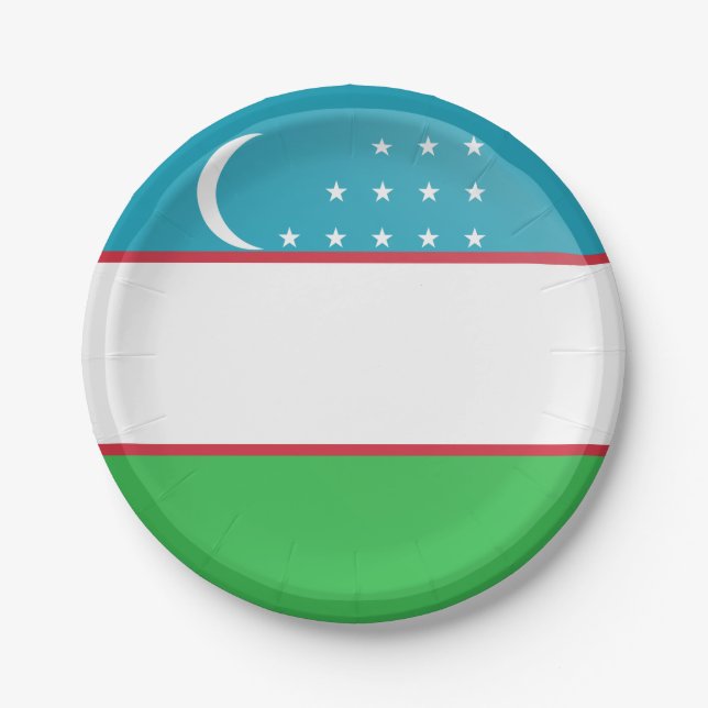 Prato De Papel Bandeira do Uzbequistão (Frente)