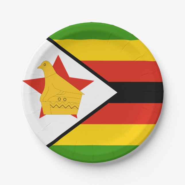 Prato De Papel Bandeira do Zimbabué (Frente)