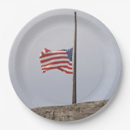 Prato De Papel Bandeira dos Estados Unidos em Half-Mast (EUA)