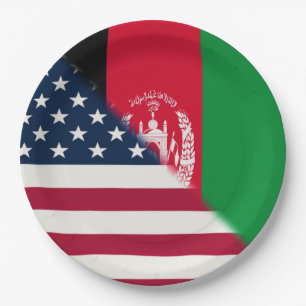 Prato De Papel Bandeira dos EUA do Afeganistão Meio afegão amer