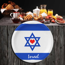 Prato De Papel Bandeira e Coração israelense - viagem israelenses