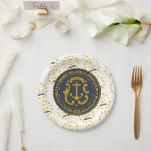 Prato De Papel Bandeira e Selo de Rhode Islander, Rhode Island
