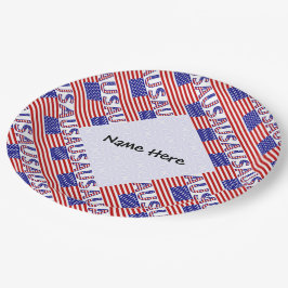Prato De Papel Bandeira EUA Estados Unidos América Personalizada 