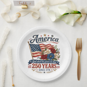 Prato De Papel Bandeira Floral 250 Anos da América