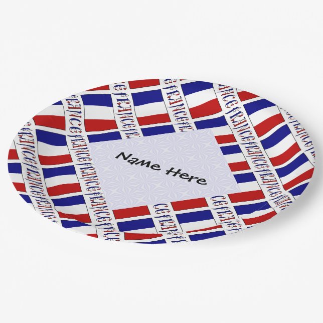 Prato De Papel Bandeira Francesa Personalizada em Azulejos (Inclinado)