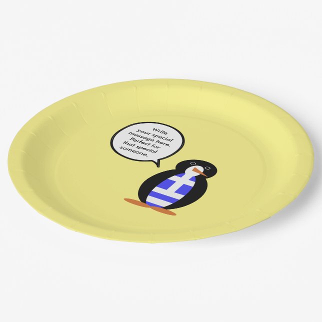 Prato De Papel Bandeira Grega Pinguim Ms Personalizado (Inclinado)