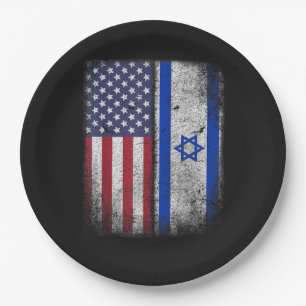 Prato De Papel Bandeira Israelense Americana Israel EUA Raízes Am