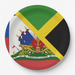 Prato De Papel Bandeira jamaicana do Haiti   Half Jamaica Haiti