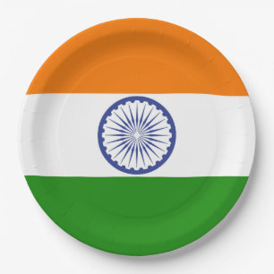 Prato De Papel Bandeira nacional de India Ashoka Chakra