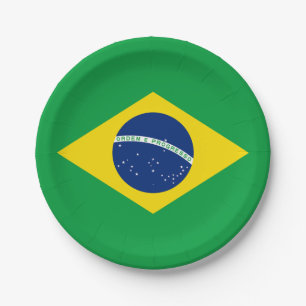 Prato De Papel Bandeira Patriótica do Brasil