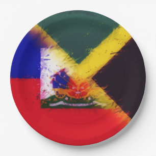 Prato De Papel Bandeira pintada jamaicana haitiana Haiti Jamaic