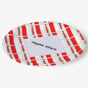Prato De Papel Bandeira Polska e Polonesa com o Seu Nome