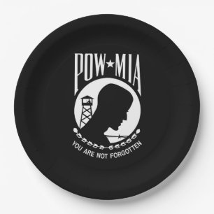 Prato De Papel Bandeira POW MIA: Soldados desaparecidos da Guerra