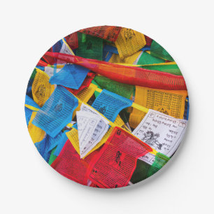 Prato De Papel Bandeiras coloridas de oração tibetanas - Tibete
