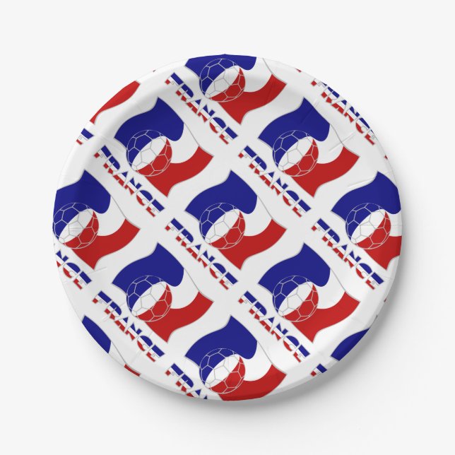 Prato De Papel Bandeja de Futebol Francês e Bandeiras (Frente)