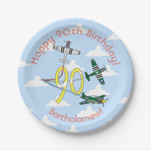 Prato De Papel Banheira de papel azul-céu 90 Birthday